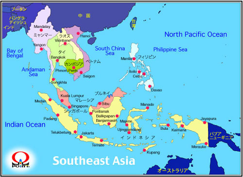 東南アジア地図・旅行情報（時刻・天気・国旗）：map Of Southeast Asia 